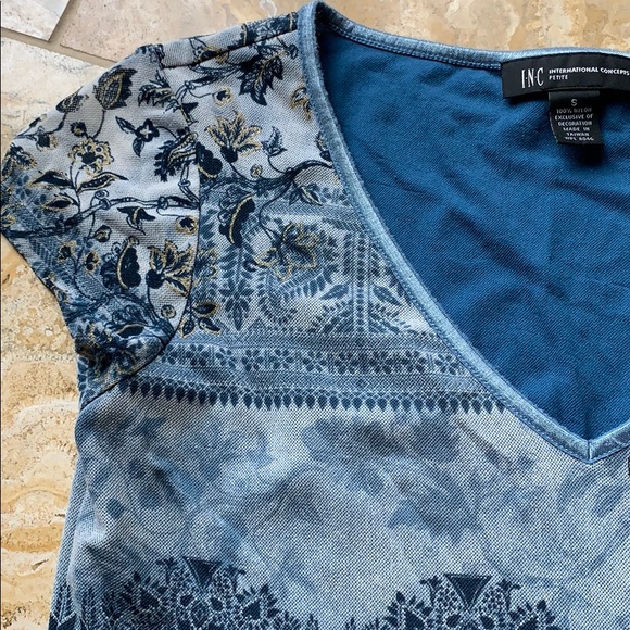 INC International Concepts slate/silver blue VNECK - Picture 3 of 8